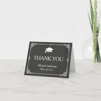 Stylish Chalkboard Grad Graduation Thank You Card