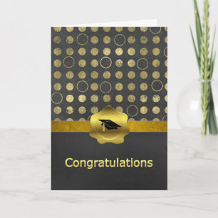 Stylish Chalkboard Gray and Gold Graduation Card