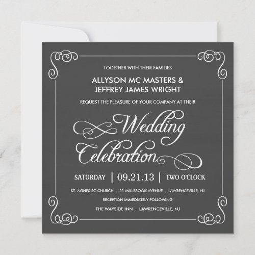 Stylish Chalkboard Wedding Invitation