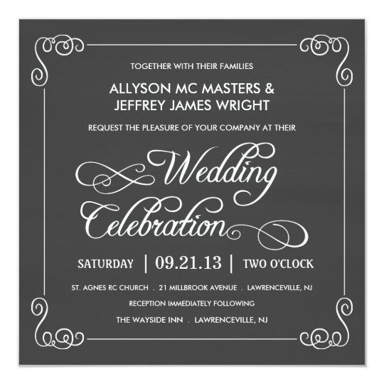 Stylish Chalkboard Wedding Invitation