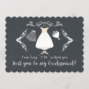 Stylish Chalkboard Will You Be My Bridesmaid Card