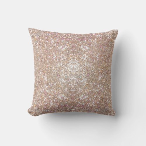 Stylish Champagne Girly Glitter Throw Pillow