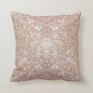 Stylish Champagne Girly Glitter Throw Pillow