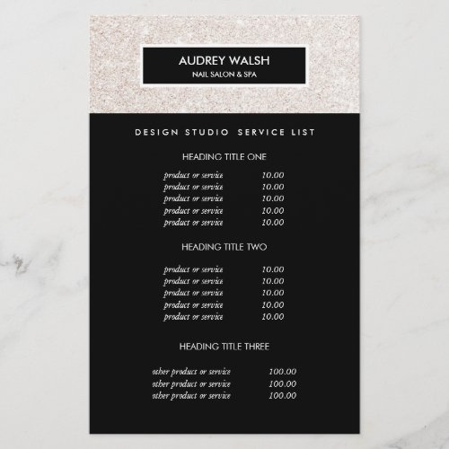 Stylish Champagne pink Salon Pricing  Services Flyer