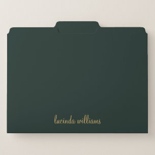 Stylish Charcoal  & Gold Script Monogram File Folder