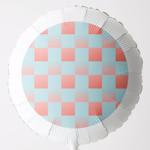 Stylish checkered gradient powder blue coral pink balloon