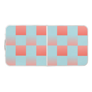 Stylish checkered gradient powder blue coral pink beer pong table