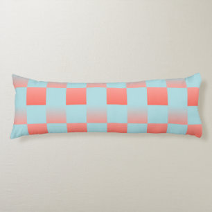 Stylish checkered gradient powder blue coral pink body pillow