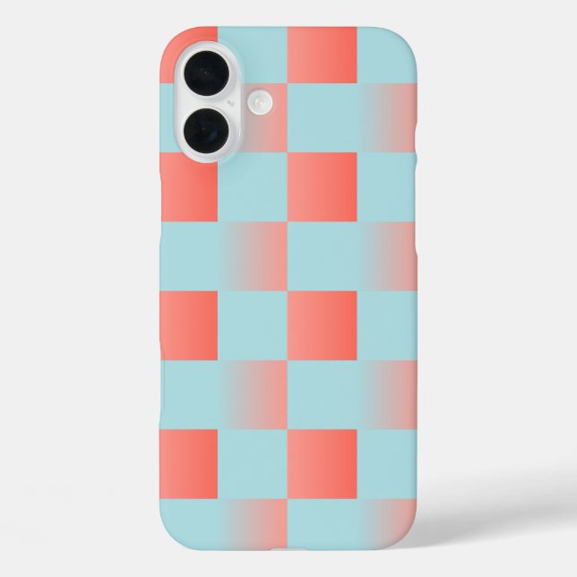 Stylish checkered gradient powder blue coral pink Case-Mate iPhone case (Back)