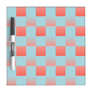 Stylish checkered gradient powder blue coral pink dry erase board