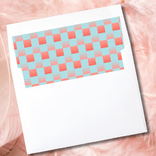 Stylish checkered gradient powder blue coral pink envelope liner