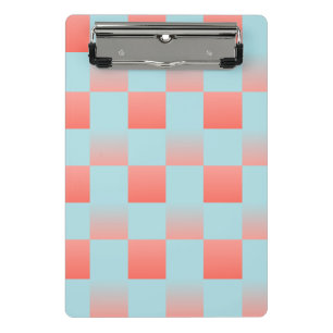 Stylish checkered gradient powder blue coral pink mini clipboard