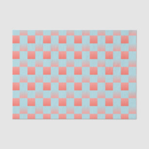 Stylish checkered gradient powder blue coral pink tissue paper