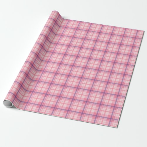 Stylish Checkered Pattern Of Red Pink Blue Wrapping Paper