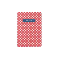 Stylish Checkered Picnic Red Gingham Monogram Passport Holder