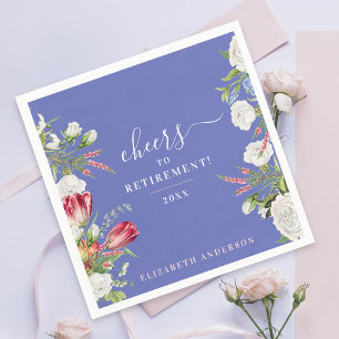 Stylish Cheers Elegant Lavender Retirement Floral Napkins