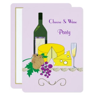 Stylish Cheese & Wine Theme Party Invitation