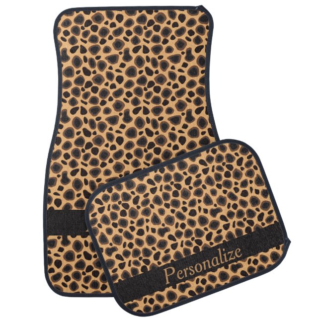 Stylish Cheetah Pattern | Personalize Car Mat (Set)