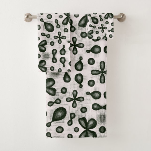 Stylish Chemistry Pattern In Black And White Bath Towel Set (Insitu)