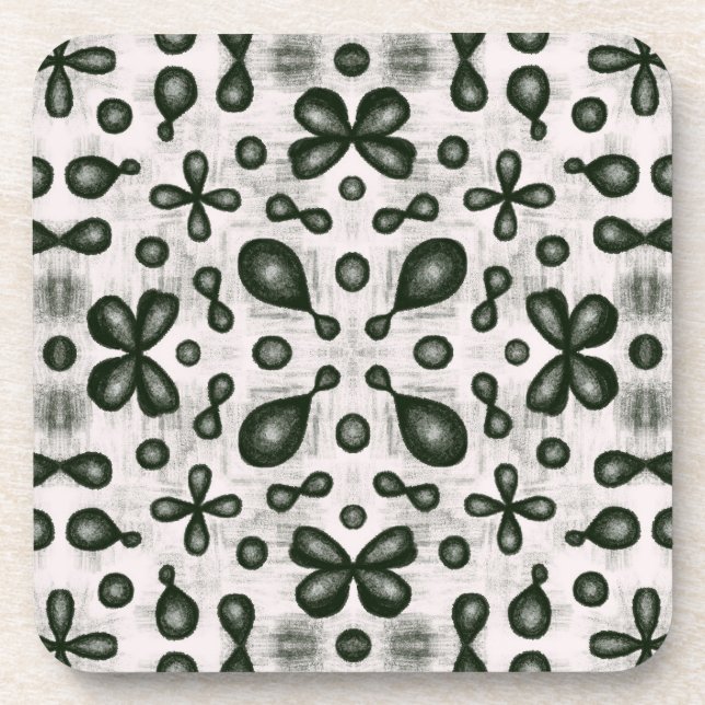 Stylish Chemistry Pattern In Black And White Beverage Coaster (Front)