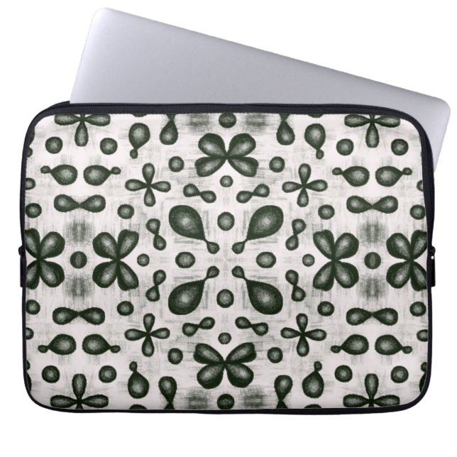 Stylish Chemistry Pattern In Black And White Laptop Sleeve (Front)