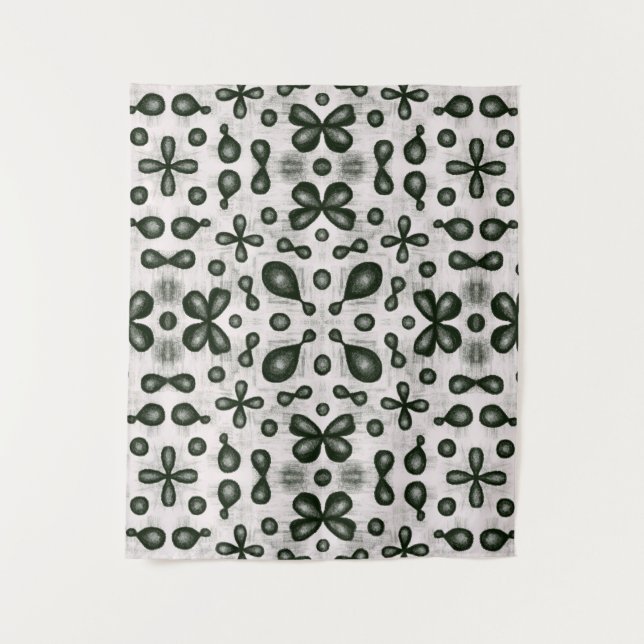 Stylish Chemistry Pattern In Black And White Tapestry (Front)
