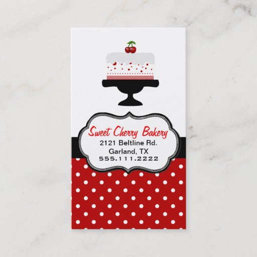 Customizable Stylish Cherry Cake Custom Bakery Business Card