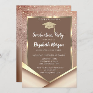 Stylish Chesnut Glitter Diamonds Graduation Invitation
