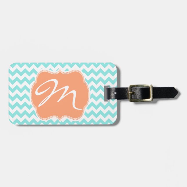 Stylish Chevron and Monogram Luggage Tag (Front Horizontal)