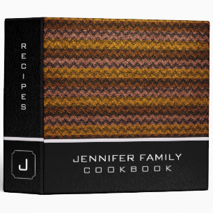 Stylish Chevron Family Recipes Leather Look #2 3 Ring Binder