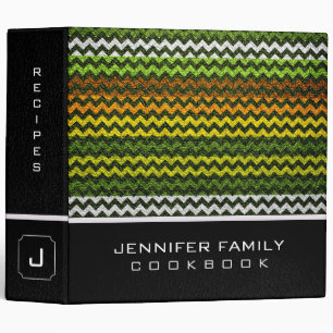 Stylish Chevron Family Recipes Leather Look #4 Binder