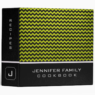 Stylish Chevron Family Recipes Leather Look #6 3 Ring Binder