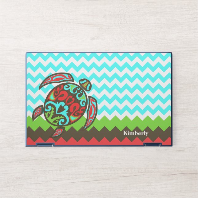 Stylish Chevron & Sea Turtle Custom HP Laptop Skin (Front)