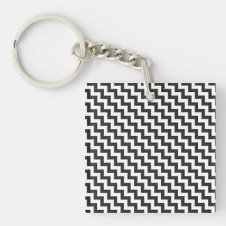 Stylish Chevrons Keychain, Black and White Zigzags Keychain
