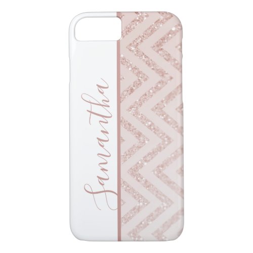 Stylish Chic Black and Rose Gold Pattern Name iPhone 87 Case