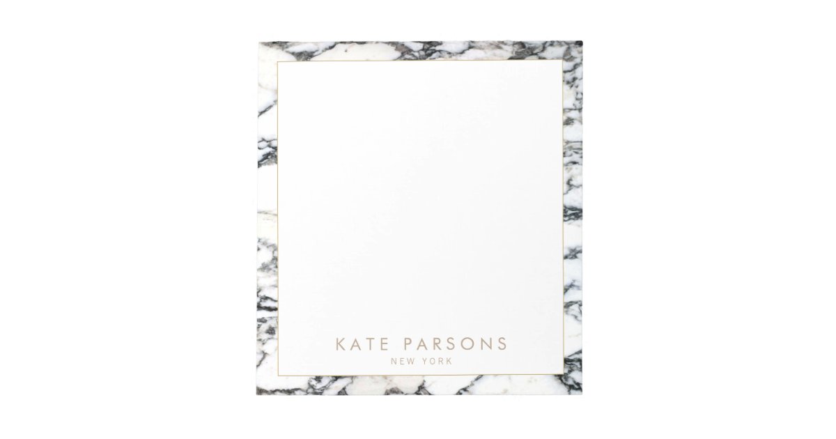 Stylish Chic Black and White Marble Name Notepad Zazzle