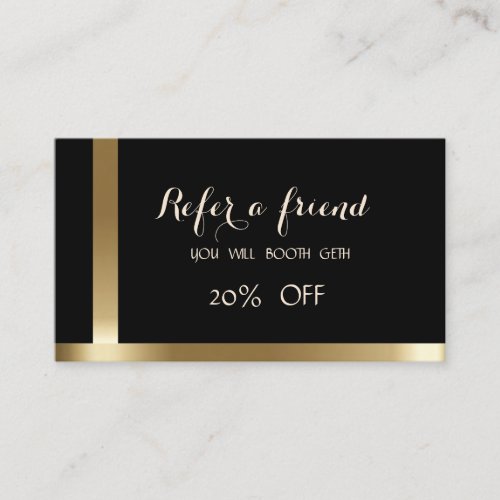 Stylish Chic BlackGold Stripes  Referral Card