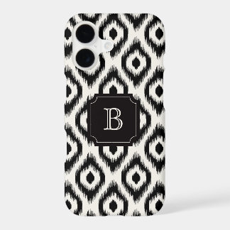 Stylish Chic Black Ivory Diamond Ikat Monogram iPhone 17 Case