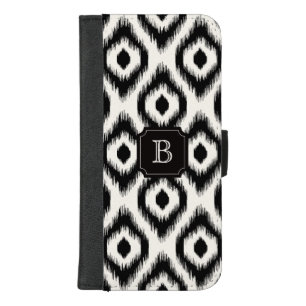 Stylish Chic Black Ivory Diamond Ikat Monogram iPhone 8/7 Plus Wallet Case