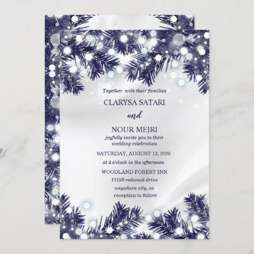 Stylish chic blue flowers light pattern wedding invitation