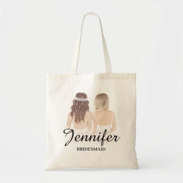 stylish chic bridesmaid Personalized wedding  Tote Bag (Front)