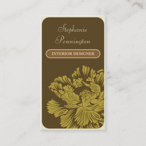 Customizable Stylish chic brown interior designer business card
