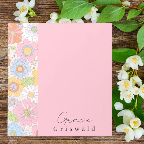 Stylish Chic Colorful Retro Floral Pattern Girly Notepad