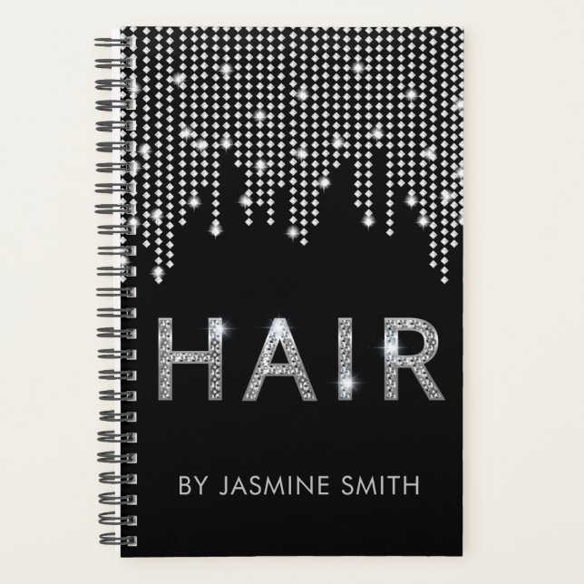 Stylish Chic Diamond Hair Appointment Book Planner (Front)