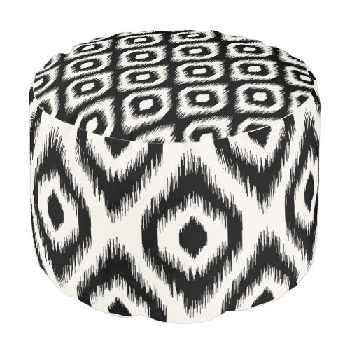 Stylish Chic Diamond Ikat Ethnic Pattern Monogram Pouf