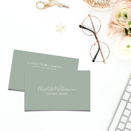 Stylish Chic Elegant Monogram Minimalist Sage Business Card