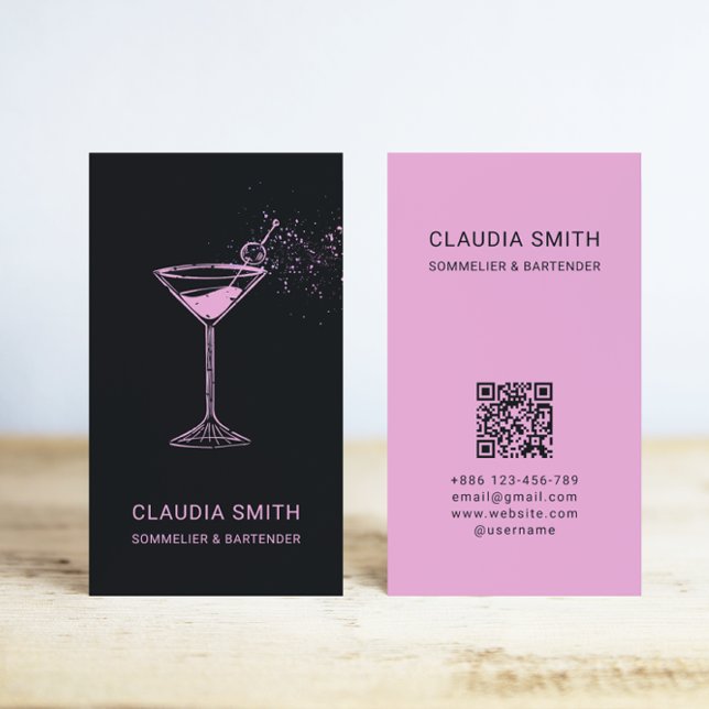 Stylish Chic Female Sommelier Bartender  Business Card (Creator Uploaded)