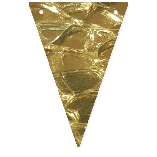 Stylish Chic Festive Shiny Gold Golden Glitter Bunting Flags (First Flag)