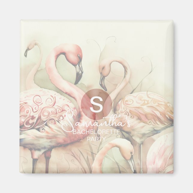 Stylish Chic Flamingo Monogram Personalized Magnet (Front)