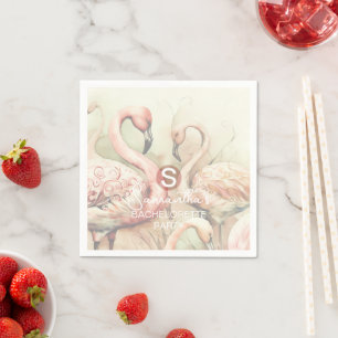 Stylish Chic Flamingo Monogram Personalized Napkins